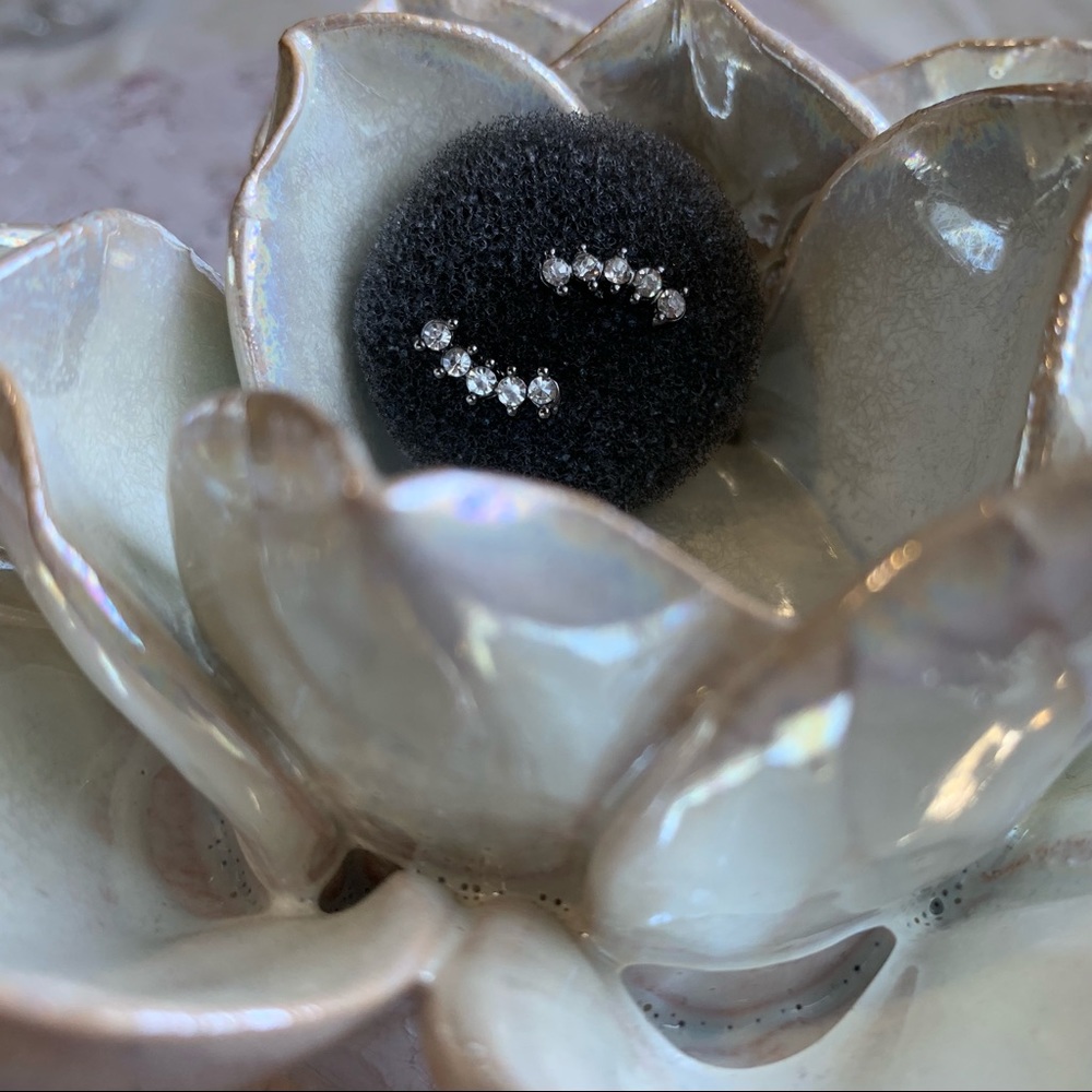 5⭐️ Silver + CZ Helix Climber Stud Earrings